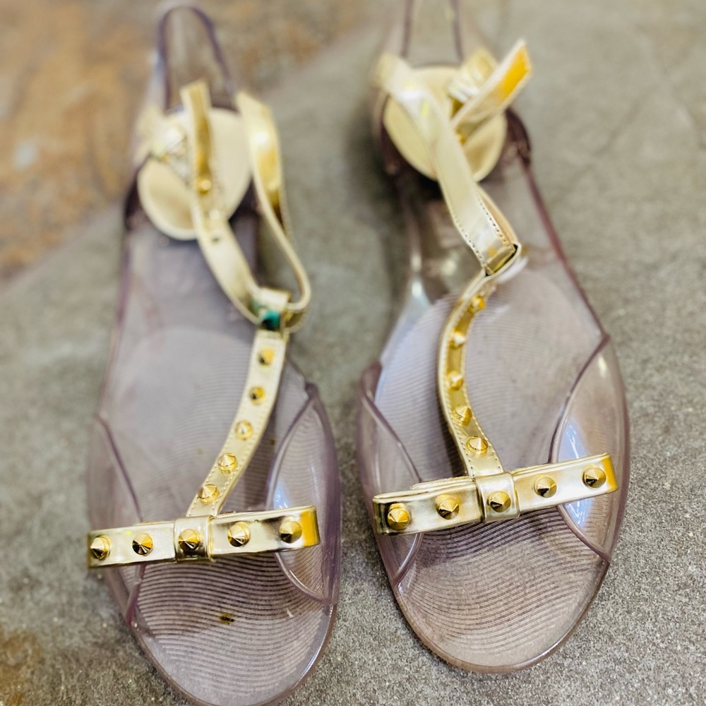 Stuart Weitzman Sandals (Clear/Gold)